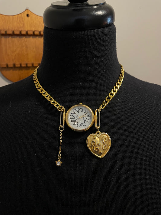 Gilded Watch Necklace