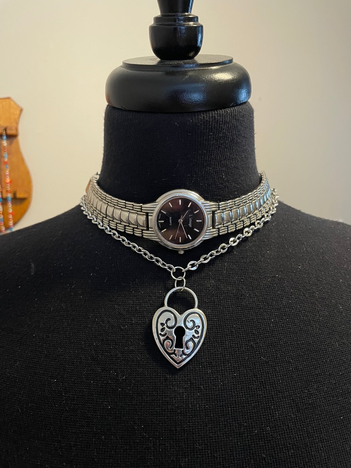 Heart Lock Watch Choker
